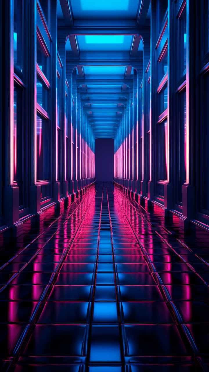 Neon Tunnel Glow | Free Dark Mode HD Wallpaper for HarmonyOS, Android & iOS