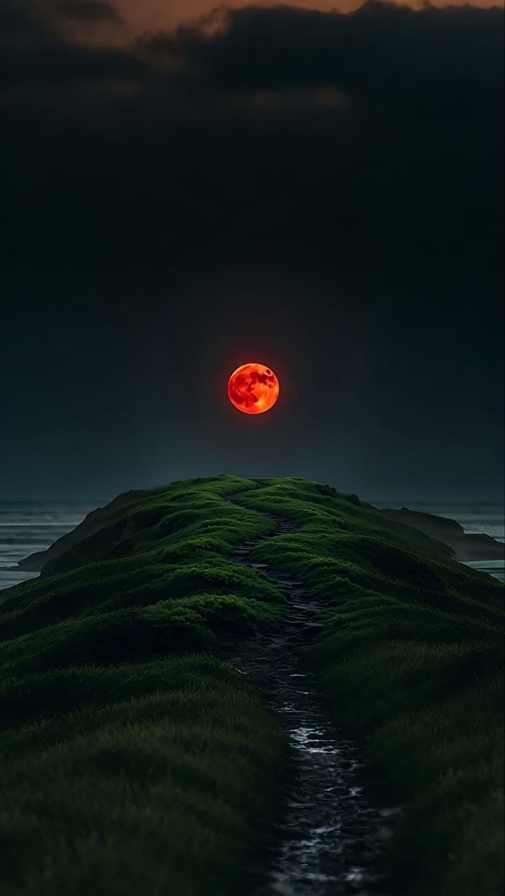 Free Red Moon HD Wallpaper for Android, iOS & HarmonyOS Devices